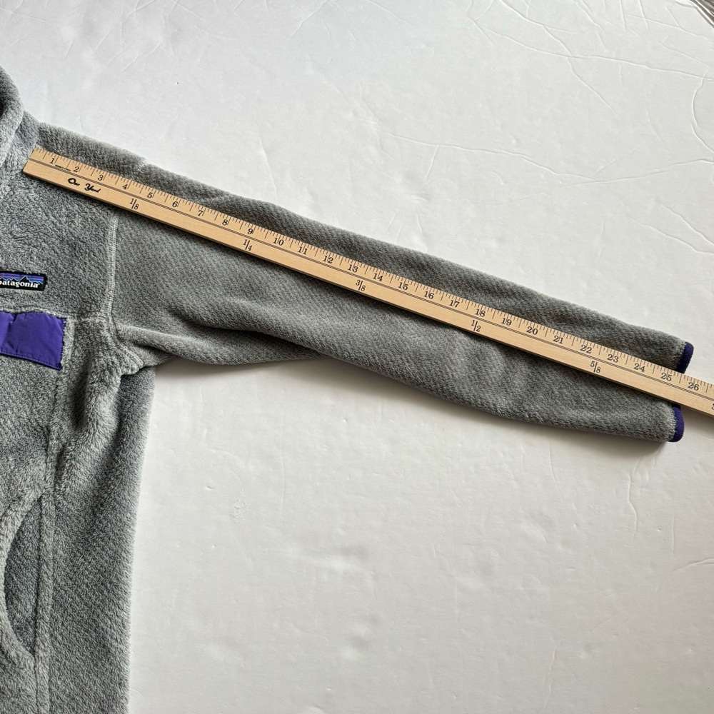 Patagonia Re-Tool Snap T Fleece Pullover Womens XS Gray Purple Sweater Pocket - Picture 12 of 15